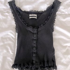 Urban Outfitters Navy Lace Cropped Tank Top